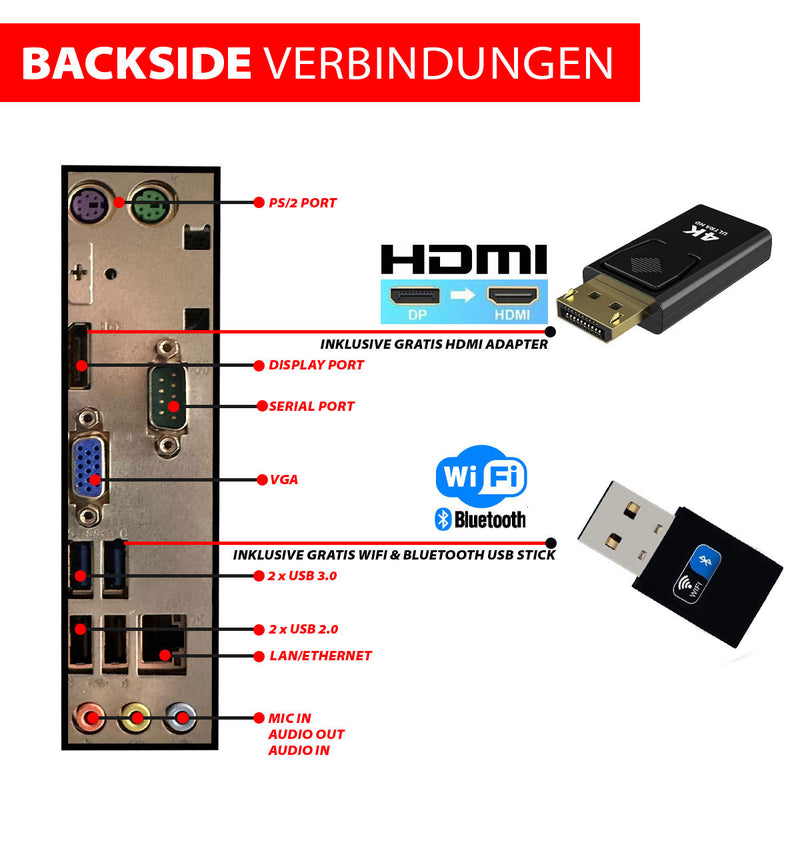 Ultra Intel i7 PC - Schneller Rechner + Computer für Büro & Home Office mit 16GB DDR4 RAM/Arbeitsspeicher - 512GB SSD - DVD+RW - USB3.0 - WiFi 600 und Bluetooth 5 - Win 11 Pro