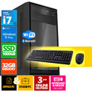 Intel Compleet PC SET | Intel Core i7 | 32 GB DDR4 | 1 TB SSD + Muis & Toetsenbord | Windows 11 Pro + WiFi & Bluetooth