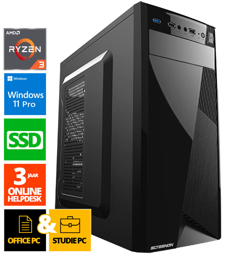 Office PC - Ryzen 3 - 512GB SSD - 32GB RAM - Radeon RX Vega 8 - WX28281 - Windows 11 - ScreenON - Allround Computer + WiFi & Bluetooth