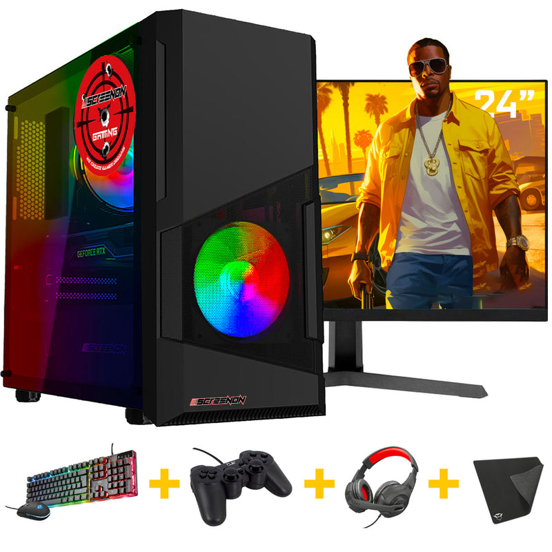 ScreenON - Gaming Set Y16584-W1 (GamePC.Y16584 + 24 Inch Monitor + Toetsenbord + Muis)