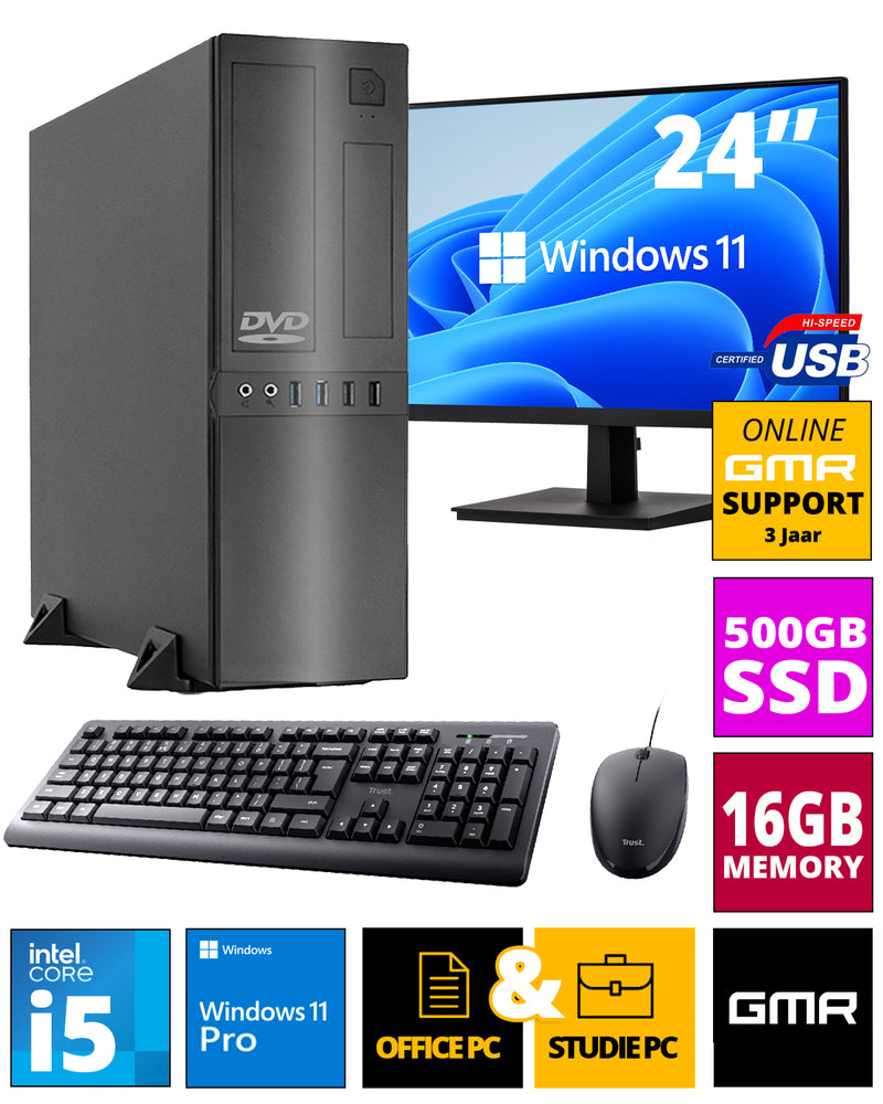 Intel Complete PC Set | Intel Core i5 | 16 GB RAM | 500 GB SSD | Windows 11 Pro