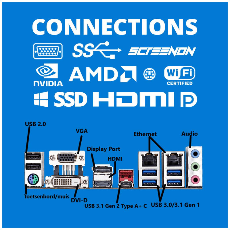 Budget Office PC - Ryzen 5 - 1TB NVMe SSD - 16GB RAM - Radeon Vega 7 - Windows 11 Pro - ScreenOn