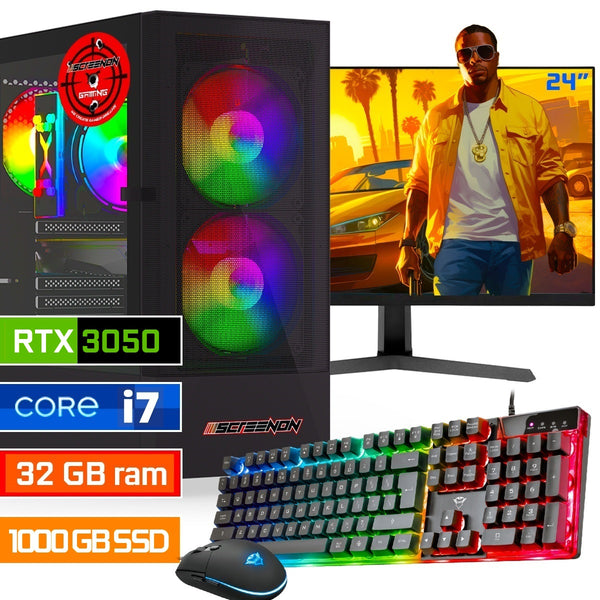 ScreenON - Intel Core i7 - 1000GB SSD - 32GB RAM - RTX 3050 - Gaming Set - V92023524 (24" Monitor + Toetsenbord + Muis)